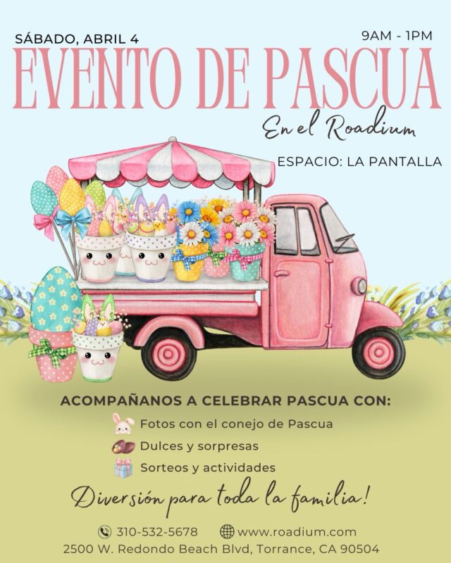 🐰✨ Easter is coming to the Roadium!

Join us this Saturday, April 4 for a fun morning filled with:

📸 Photos with the Easter Bunny
🍬 Sweet treats
🎨 Activities for kids
🎁 Giveaways

✨ The perfect plan for the whole family!

📍 The Roadium Open Air Market
🕖 9AM – 1PM

Tag who you’re coming with 👀🐣